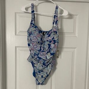 Elegant Blue Paisley One Piece Swimsuit
